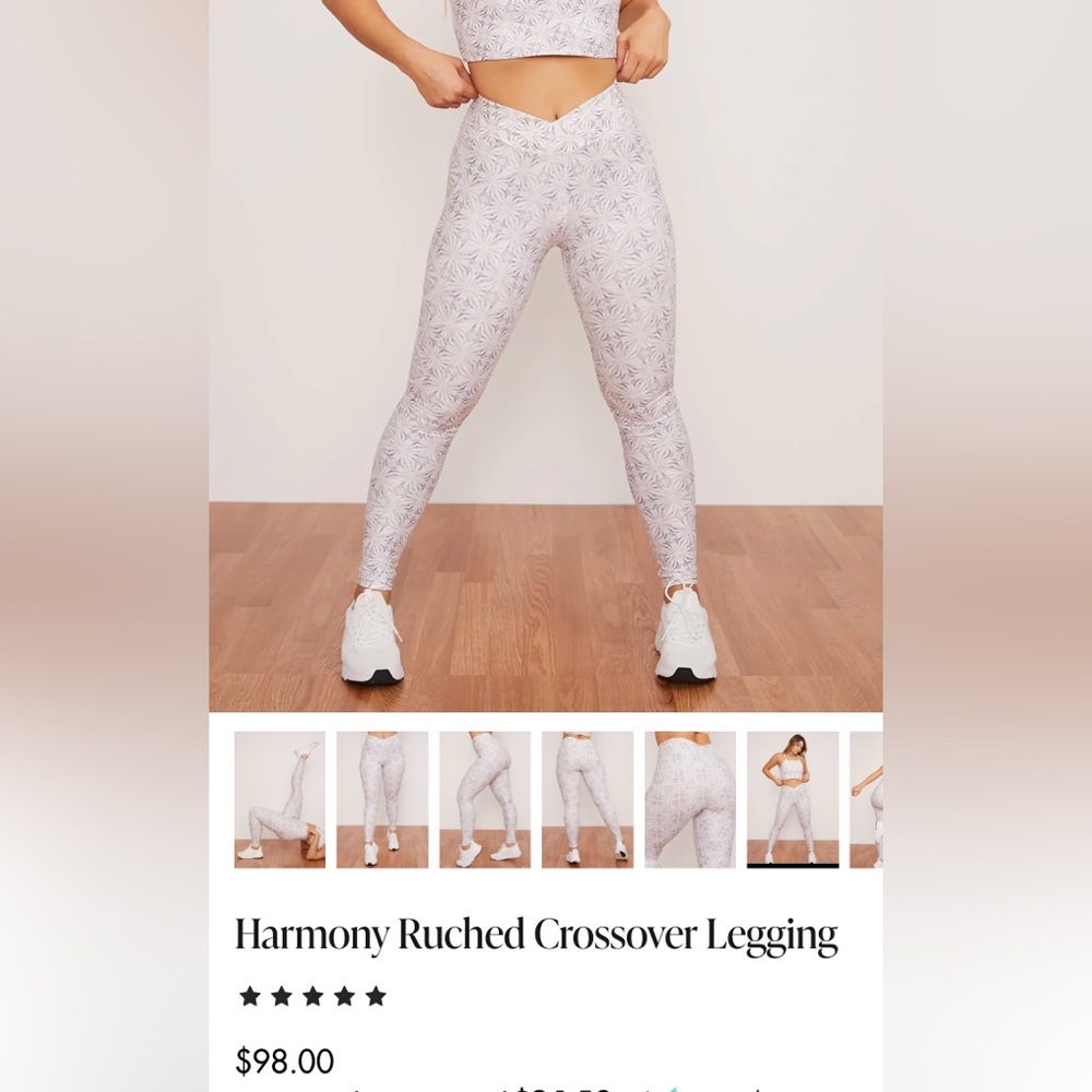 Wolven Threads Harmony Ruched Crossover Printed Leggings